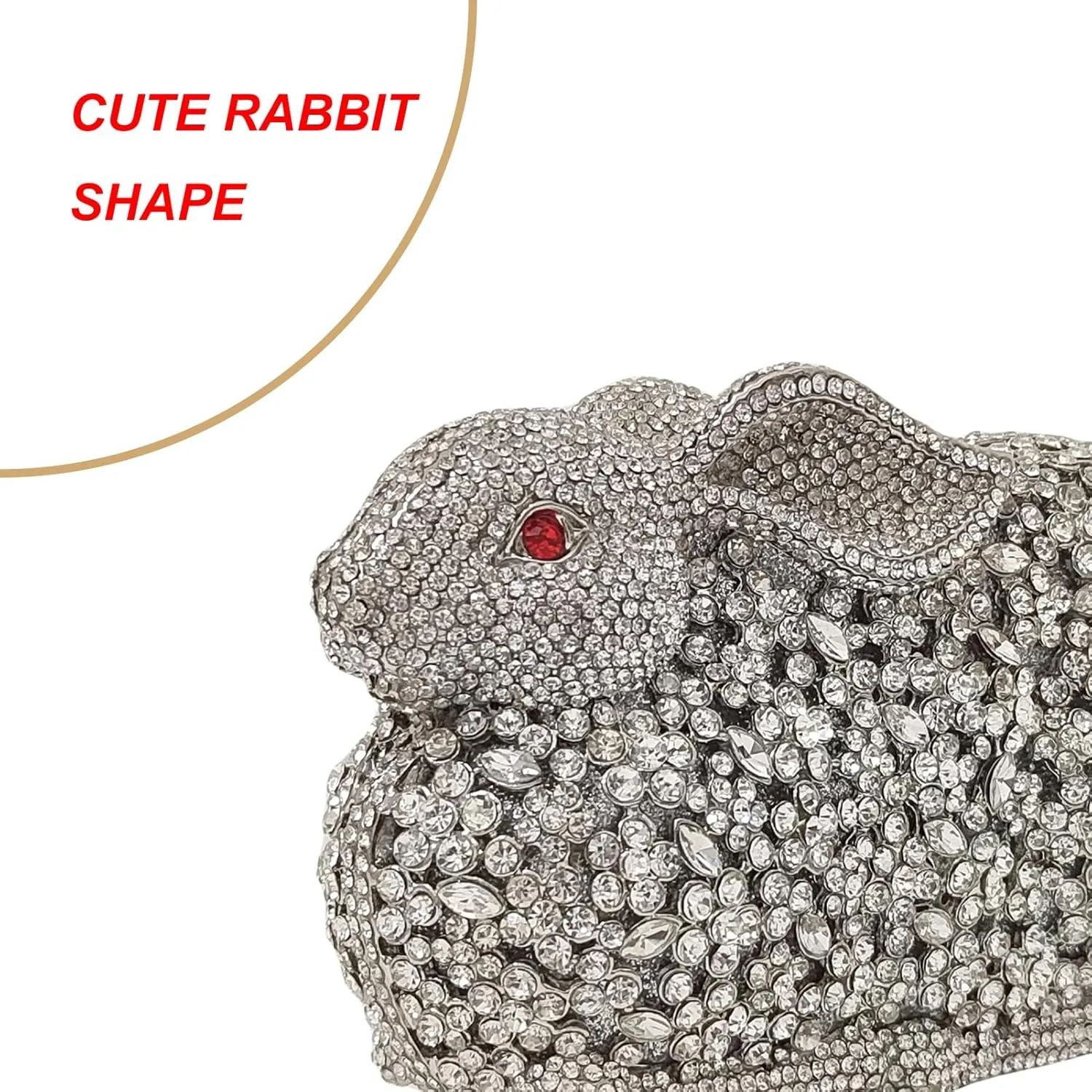 Cute Rabbit Evening Bag Bunny Rhinestone Purse Animal Crystal Clutch for Party Wedding Prom Handbag