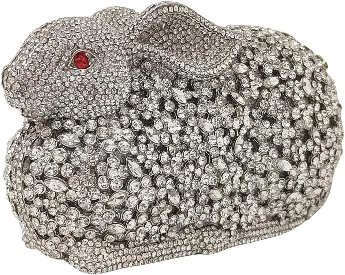 Cute Rabbit Evening Bag Bunny Rhinestone Purse Animal Crystal Clutch for Party Wedding Prom Handbag