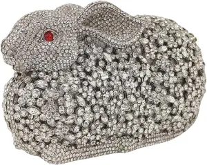 Cute Rabbit Evening Bag Bunny Rhinestone Purse Animal Crystal Clutch for Party Wedding Prom Handbag