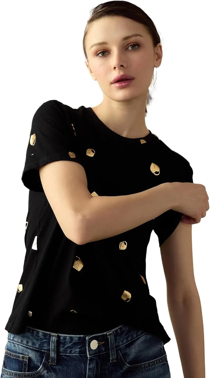 Cynthia Rowley Lock & Key Metallic Tee