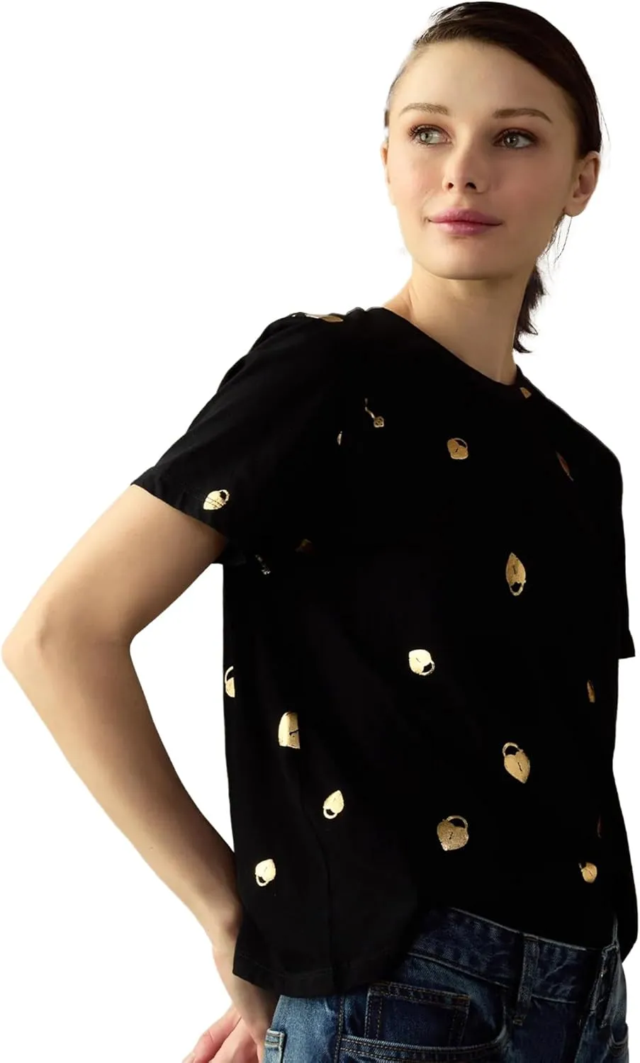 Cynthia Rowley Lock & Key Metallic Tee