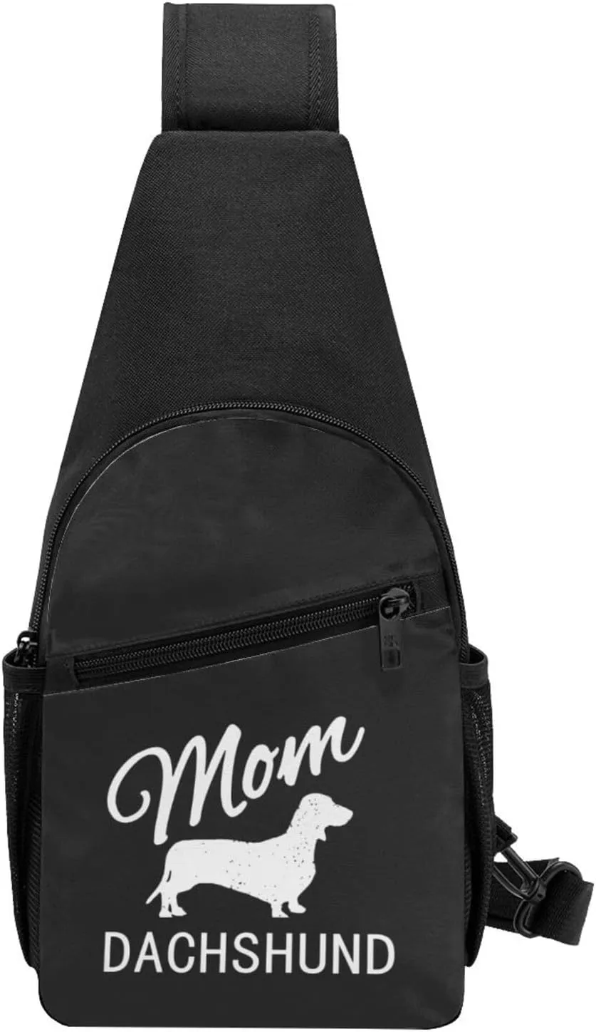 Dachshund Mom Dog Chest Pack Leisure Shoulder Crossbody Chest Bag