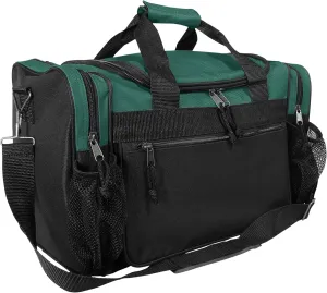 DALIX 17" Duffle Bag Dual Front Mesh Pockets (Black Gold Gray Dark Green Navy Blue Maroon Royal Blue Orange Pink Purple Red White