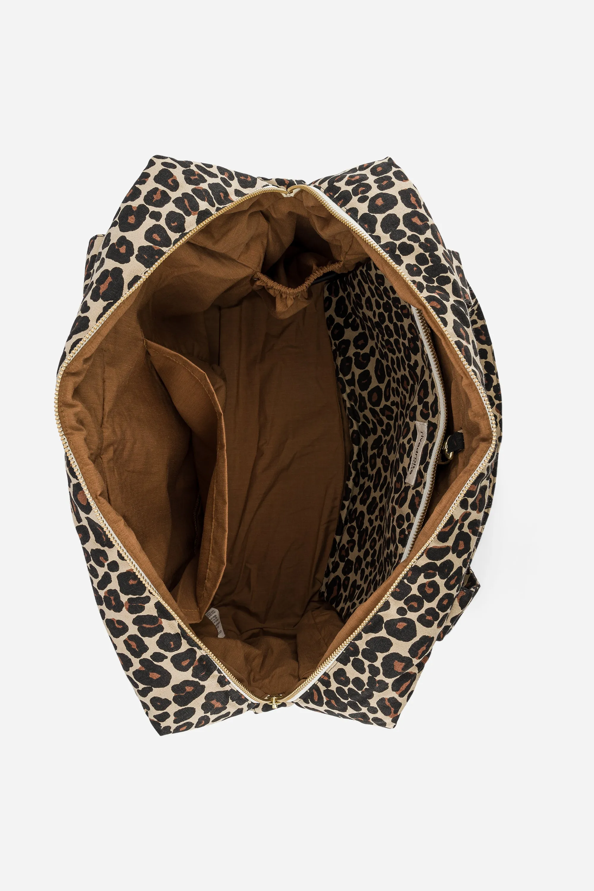 Darcy the anti diaper bag - Recycled cotton Leopard Beige sand