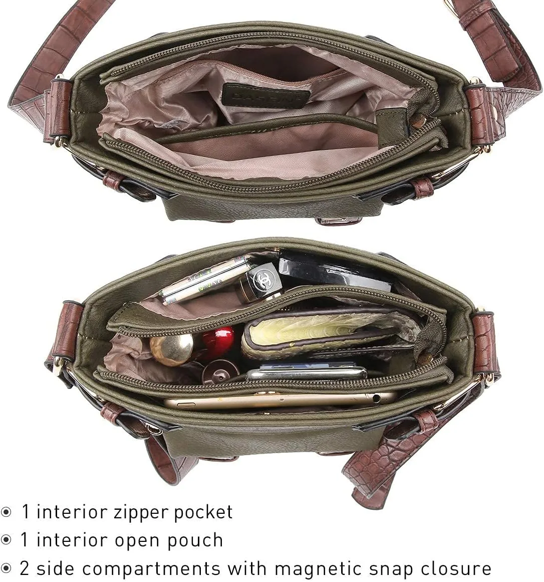 Dasein Women Lightweight Crossbody Bags Soft Vegan Leather Messenger Bag Shoulder Bag Travel Purse