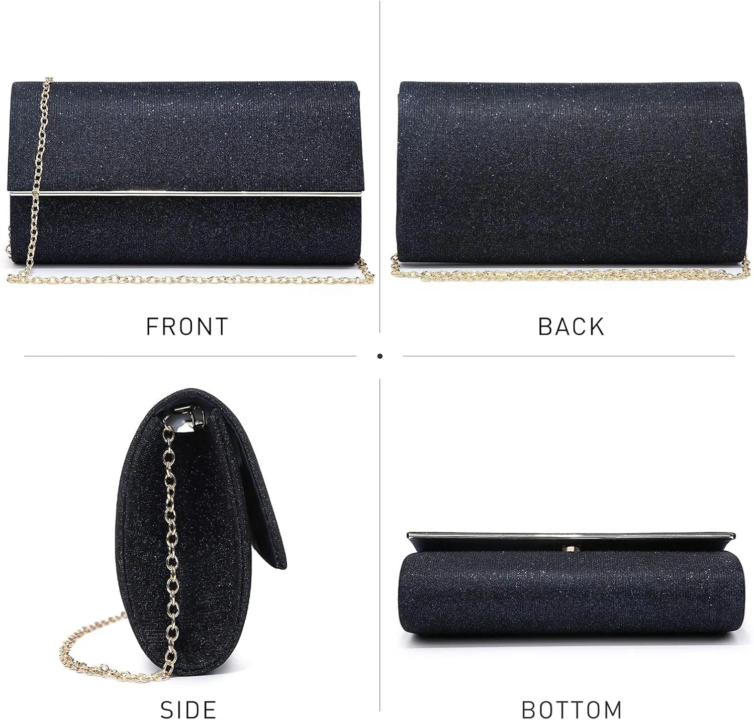 Dasein Women's Evening Bag Glitter Clutch Wedding Bridal Purse Sparkle Cocktail Party Prom Handbag