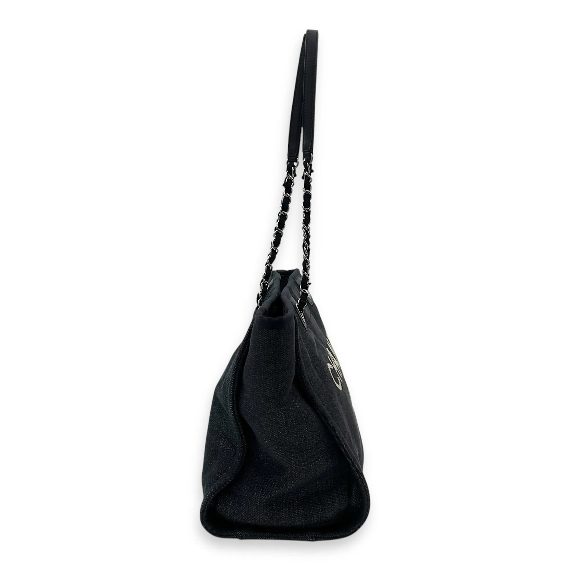 Deauville Small Blue Tote Bag in Denim, Silver hardware
