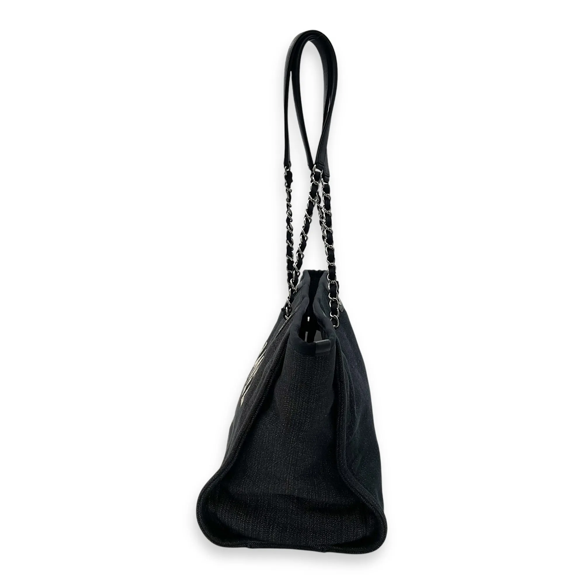 Deauville Small Blue Tote Bag in Denim, Silver hardware