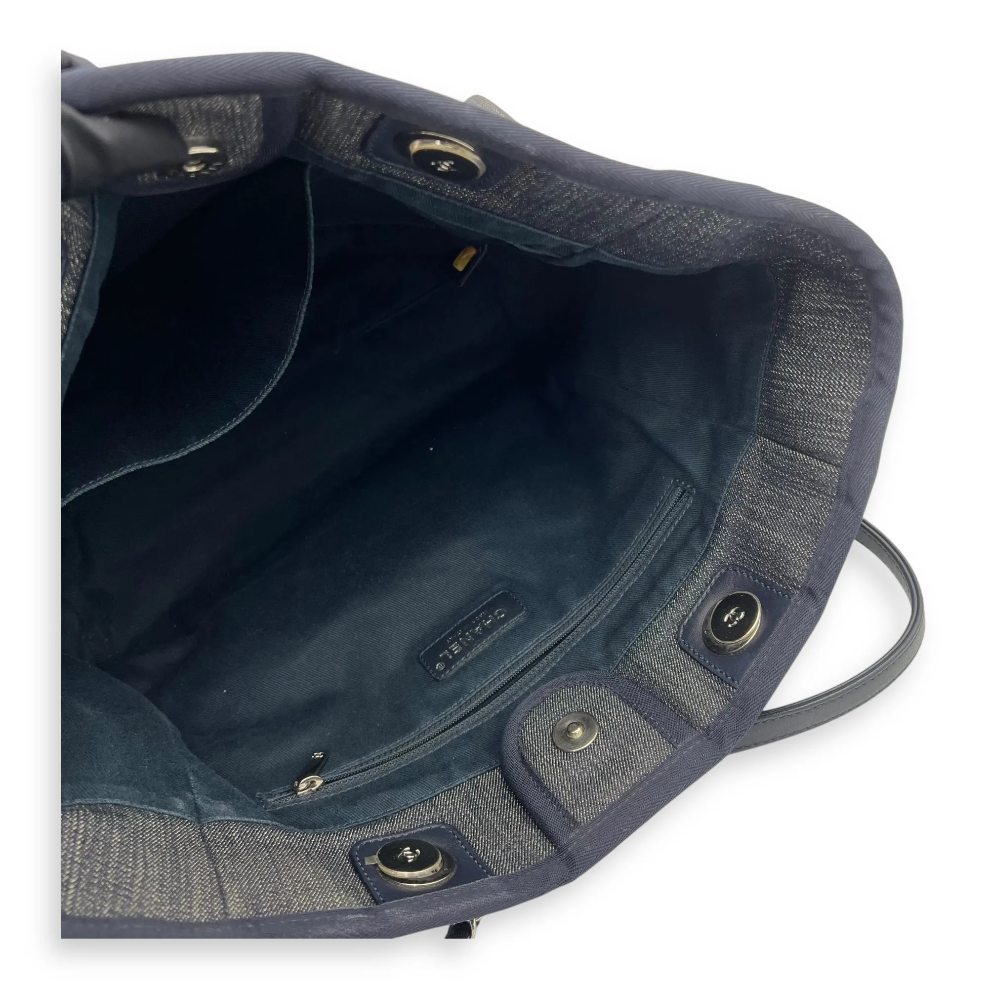 Deauville Small Blue Tote Bag in Denim, Silver hardware