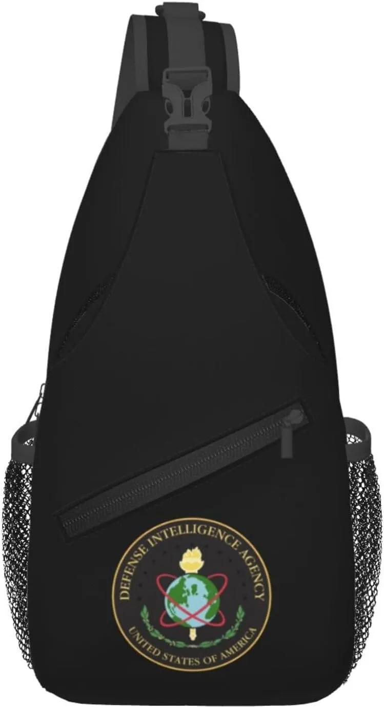 Defense Intelligence Agency Black Crossbody Bags For Women Men Chest Backpack Gym Shoulder Bag Travel Outdoor Sports Casual Crossbody Bags
