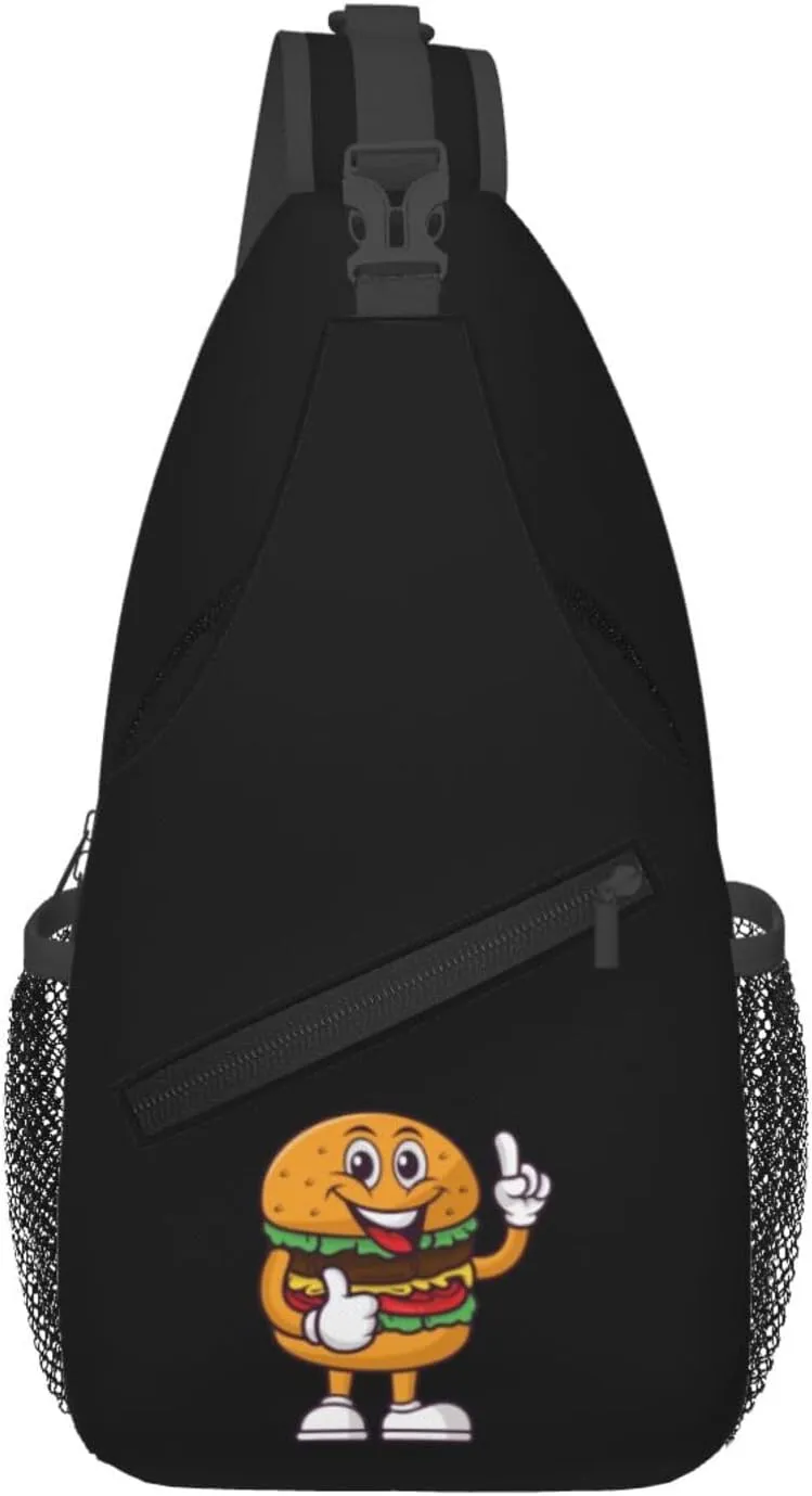 Delicious Burger Crossbody Bags For Women Men Chest Backpack Gym Shoulder Bag Travel Outdoor Sports Casual Crossbody Bags