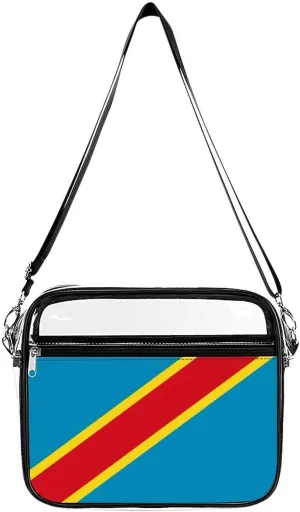 Democratic Republic of Congo Clear Stadium Bag Clear Messenger Bag Shoulder Bag with 2 Compartments Clear Crossbody Bag