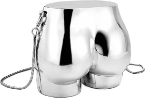 Design Evening Clutch Handbags Mini Silver Acrylic Purse for Women Novelty Funny Silver Crossbody Unique Shoulder Bag