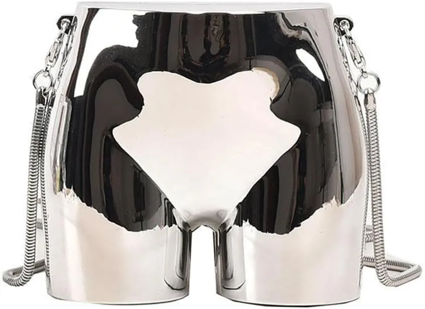 Design Evening Clutch Handbags Mini Silver Acrylic Purse for Women Novelty Funny Silver Crossbody Unique Shoulder Bag