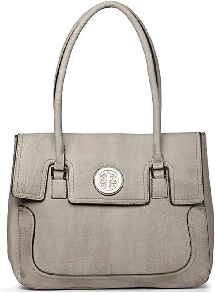 Designer Golden Medallion bold stitch multi pockets zippers L satchel Bag tote