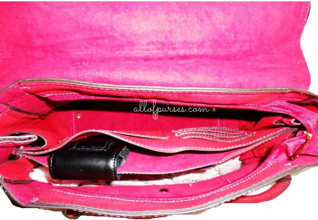 Designer Golden Medallion bold stitch multi pockets zippers L satchel Bag tote