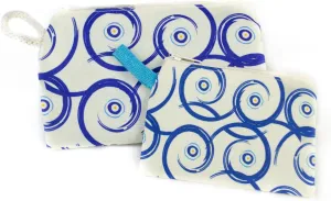 Diamond & Soulties Stylish and Durable Cotton Pouch, Versatile and Practical Evil Eye Makeup Pouch, Handbag, Travel Bag, Everyday Bag 2 PCS (Perge)