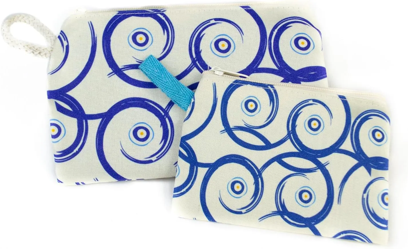 Diamond & Soulties Stylish and Durable Cotton Pouch, Versatile and Practical Evil Eye Makeup Pouch, Handbag, Travel Bag, Everyday Bag 2 PCS (Perge)