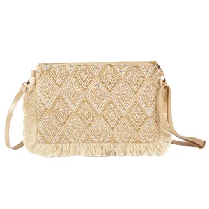 Diamond Checkered Tassel Edge Crossbody Bag