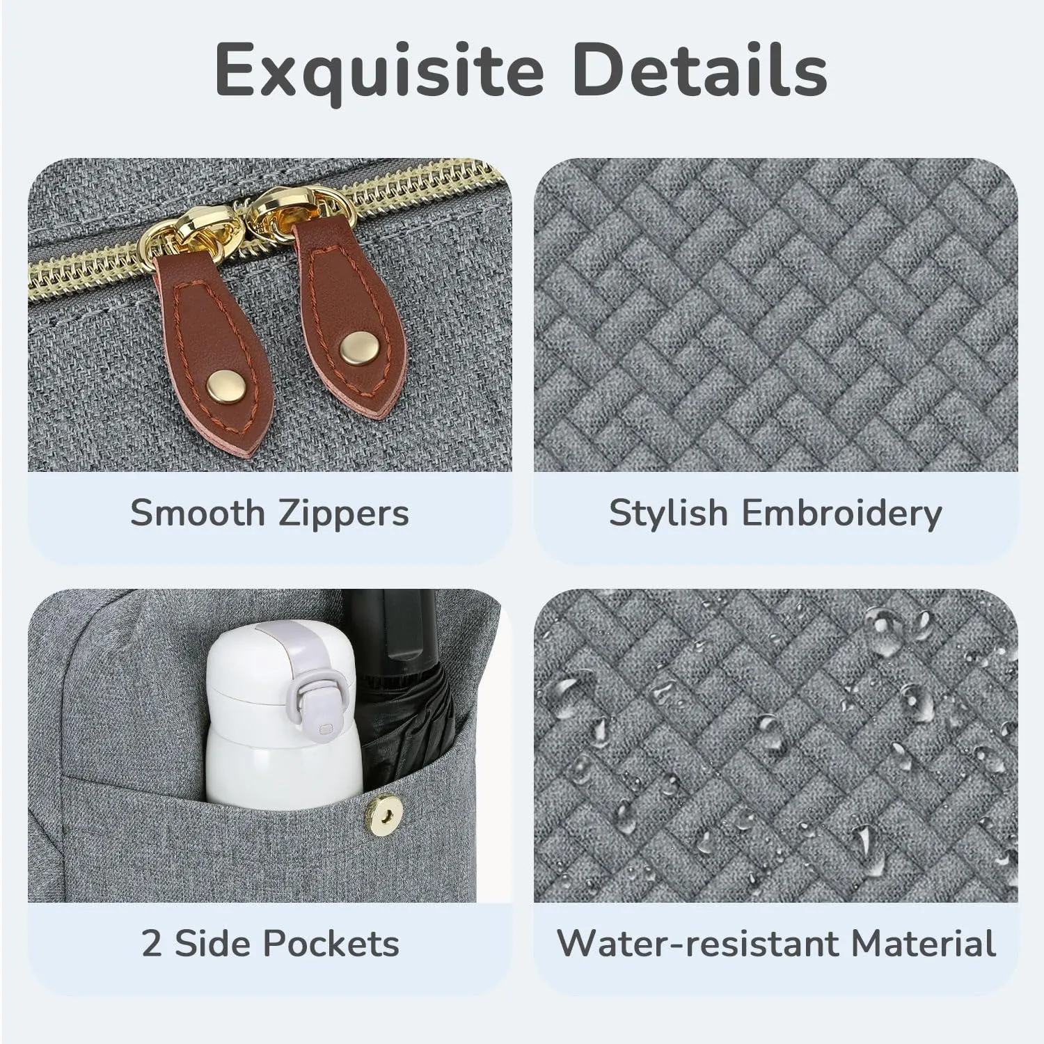 Diaper Bag Tote, Baby Bag Travel Diaper Tote Bag with Pacifier Case, Cute Maternity Hospital Baby Stylish Diaper Tote for Mom Dad Grey