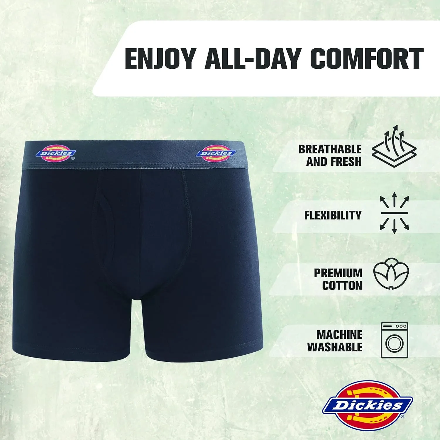 Dickies Mens Underwear 6 Pack Boxers for Men Breathable Cotton Boxer Briefs