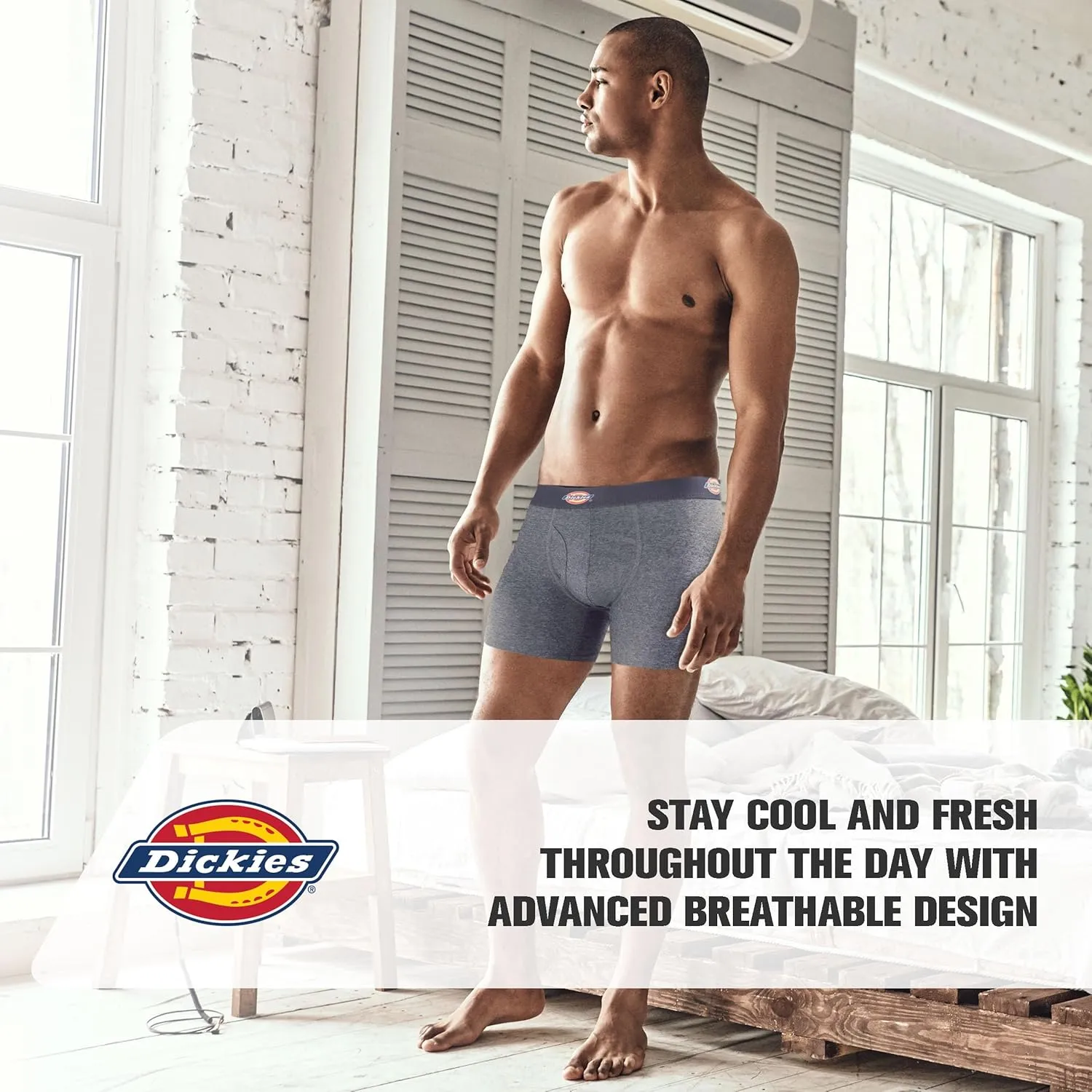 Dickies Mens Underwear 6 Pack Boxers for Men Breathable Cotton Boxer Briefs