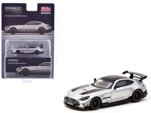 Diecast Model Car Compatible with Tarmac Works 1:64 Mercedes-Benz AMG GT Black Series Silver Metallic with Black Hood Stripes and Top Global64 Series Limited Edition T64G-042-SL