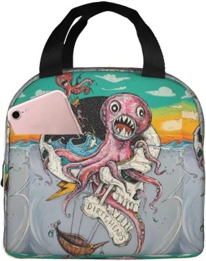 Dirty Rock Band Heads Insulated Lunch Bags Reusable Lunch Tote Bag Lunch Container Meal Holder with Front Pocket Portable Handbag Lunch Zipper Cooler Bag for Travel