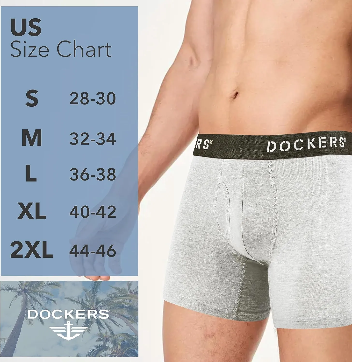 DOCKERS Men's Underwear Cotton Stretch Boxer Briefs for Men Pack of 4
