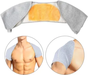 Double Shoulder Support Brace, Heating Pad for Neck and Shoulders with Gold Fleece Light Weight Comfortable for Winter Warm Pain Relief Protective Brace