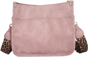 Downupdown Crossbody Bags for Women Designer Satchel Handbags Leather Purse Shoulder Bag with Leopard Print Shoulder Strap