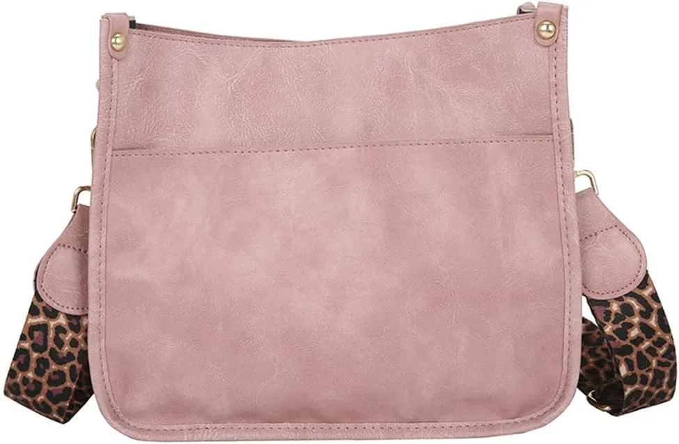 Downupdown Crossbody Bags for Women Designer Satchel Handbags Leather Purse Shoulder Bag with Leopard Print Shoulder Strap