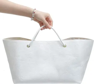 Doxo Purse Organizer Insert for Longchamp LePliage Tote Large, White, Lightweight Handled Bag Shaper with Key Leash& 16Compartments, Upgraded Elastic Cup Holder(White，L)