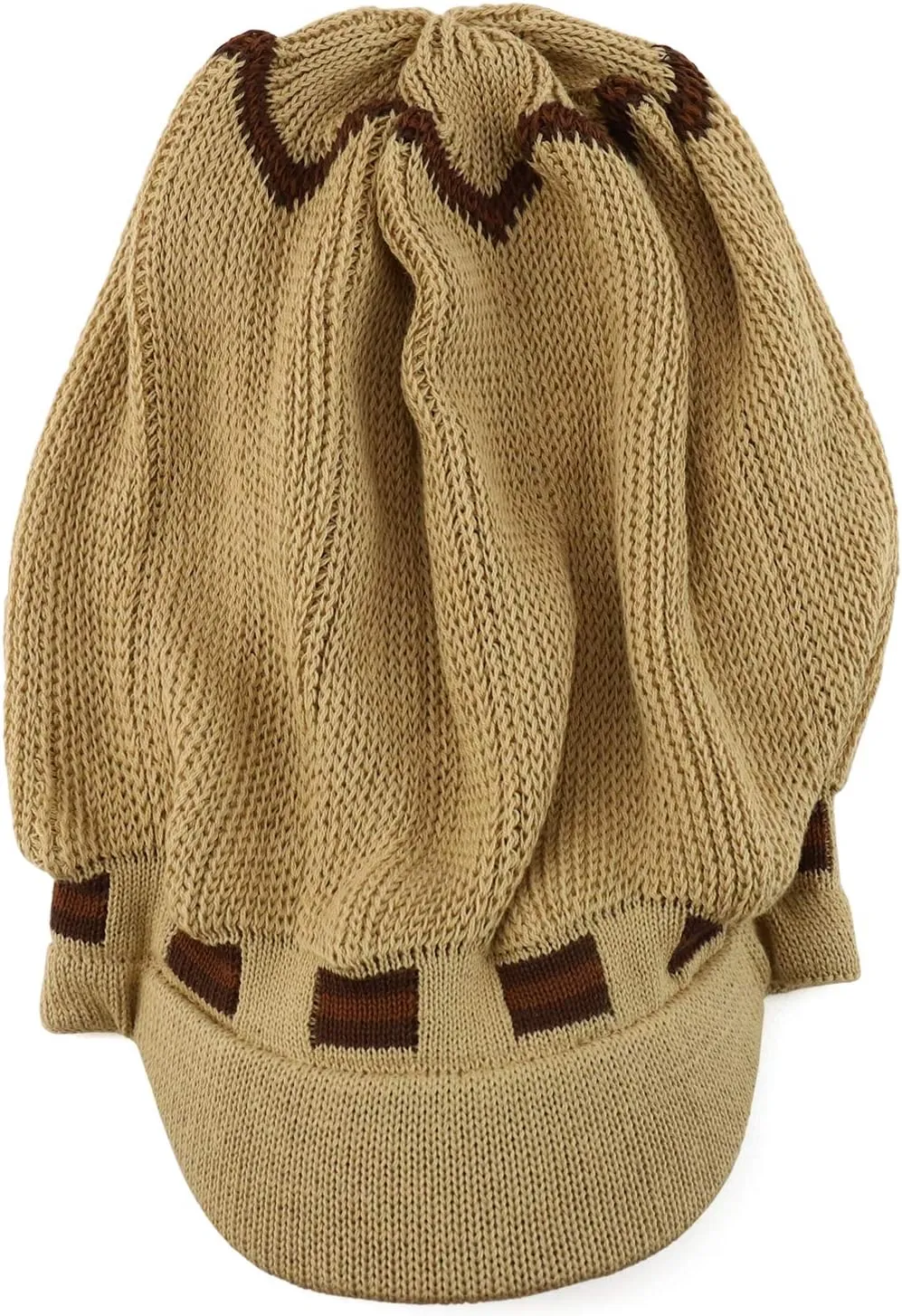 Dreadlock Cotton Oversized Baggy Rasta Patterned Knit Visored Beanie