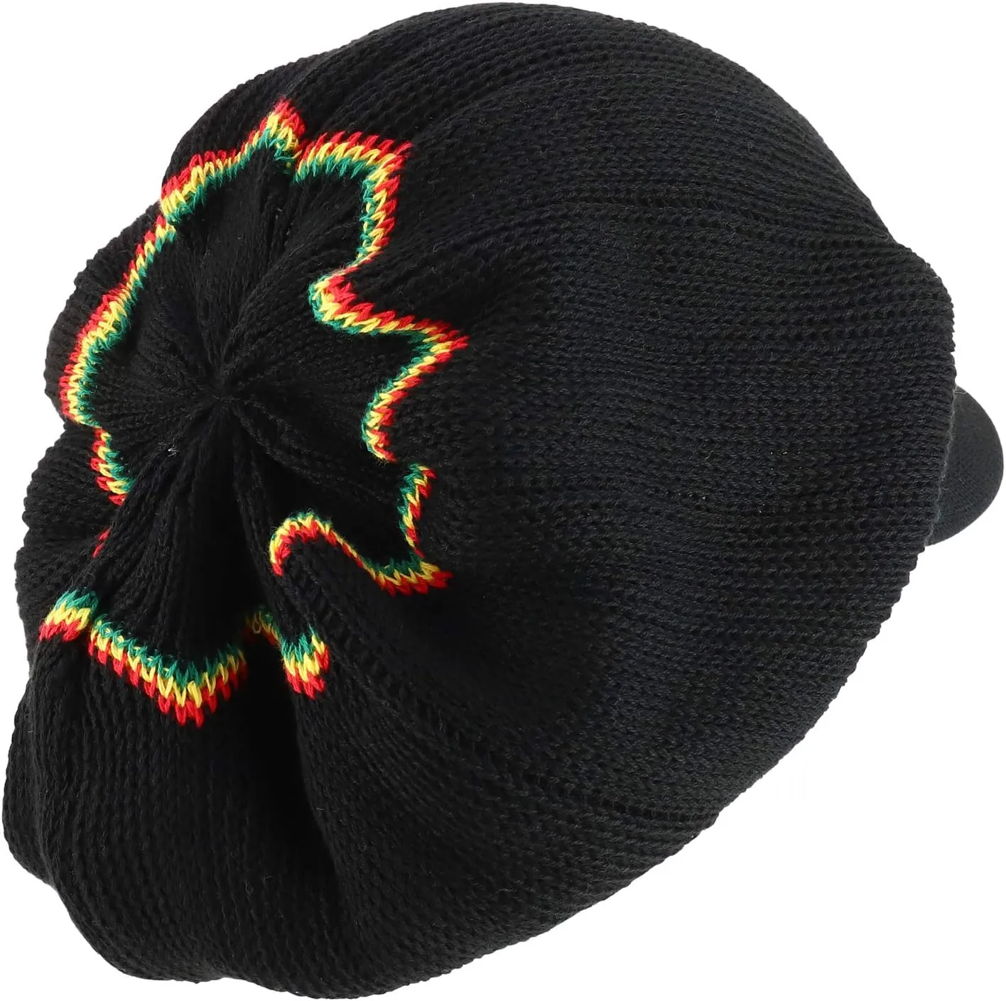 Dreadlock Cotton Oversized Baggy Rasta Patterned Knit Visored Beanie