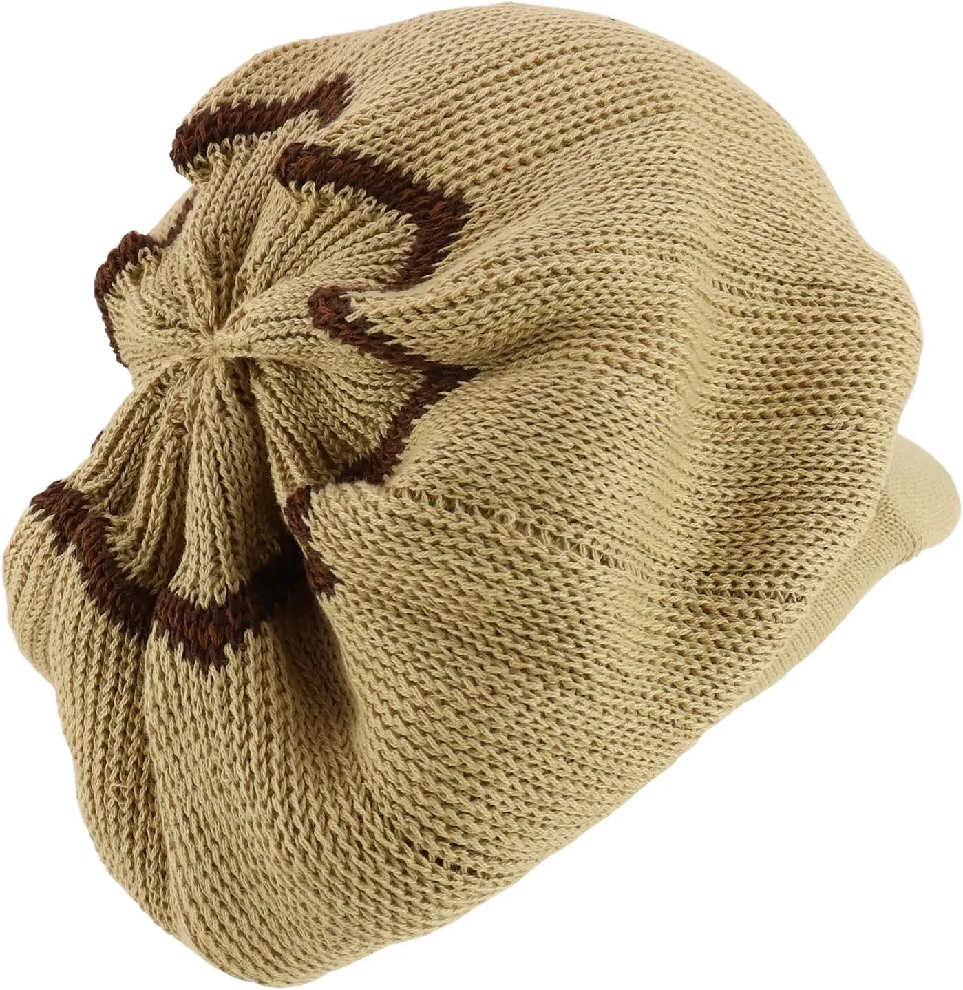 Dreadlock Cotton Oversized Baggy Rasta Patterned Knit Visored Beanie