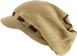 Dreadlock Cotton Oversized Baggy Rasta Patterned Knit Visored Beanie