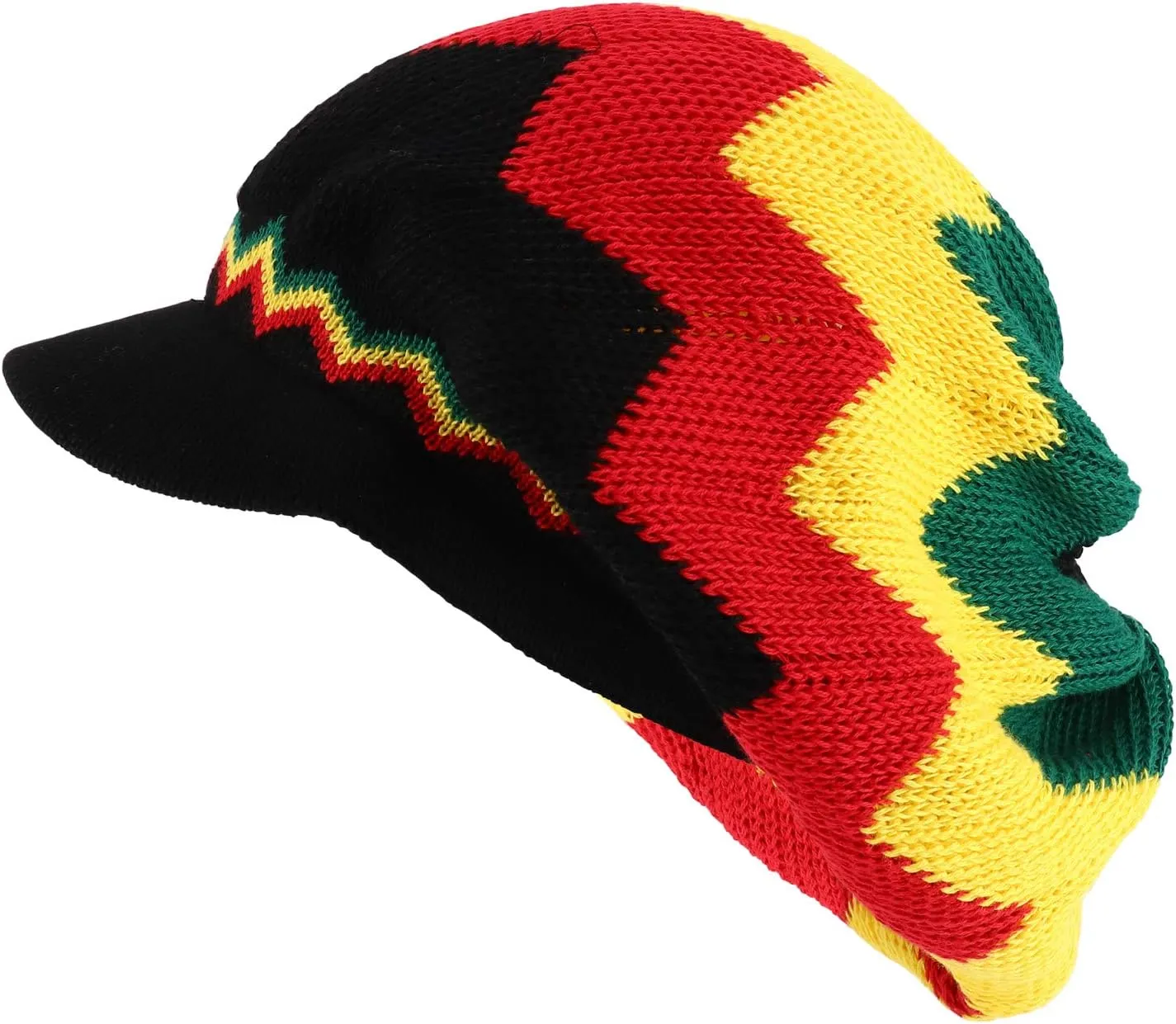 Dreadlock Cotton Oversized Baggy Rasta Patterned Knit Visored Beanie