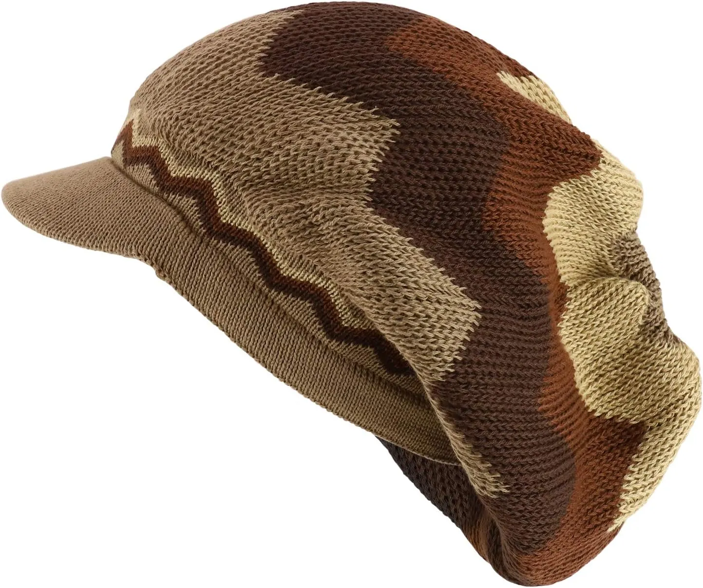 Dreadlock Cotton Oversized Baggy Rasta Patterned Knit Visored Beanie