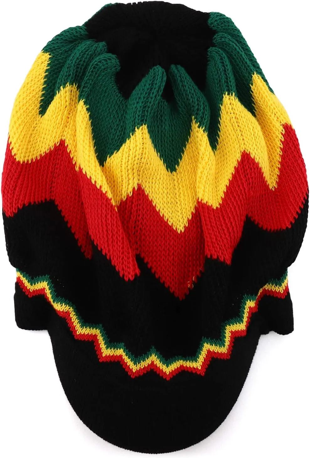 Dreadlock Cotton Oversized Baggy Rasta Patterned Knit Visored Beanie