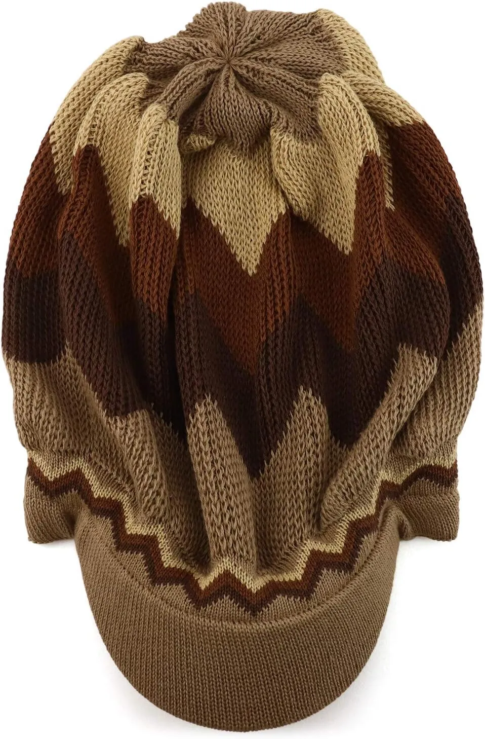 Dreadlock Cotton Oversized Baggy Rasta Patterned Knit Visored Beanie