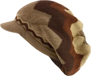 Dreadlock Cotton Oversized Baggy Rasta Patterned Knit Visored Beanie