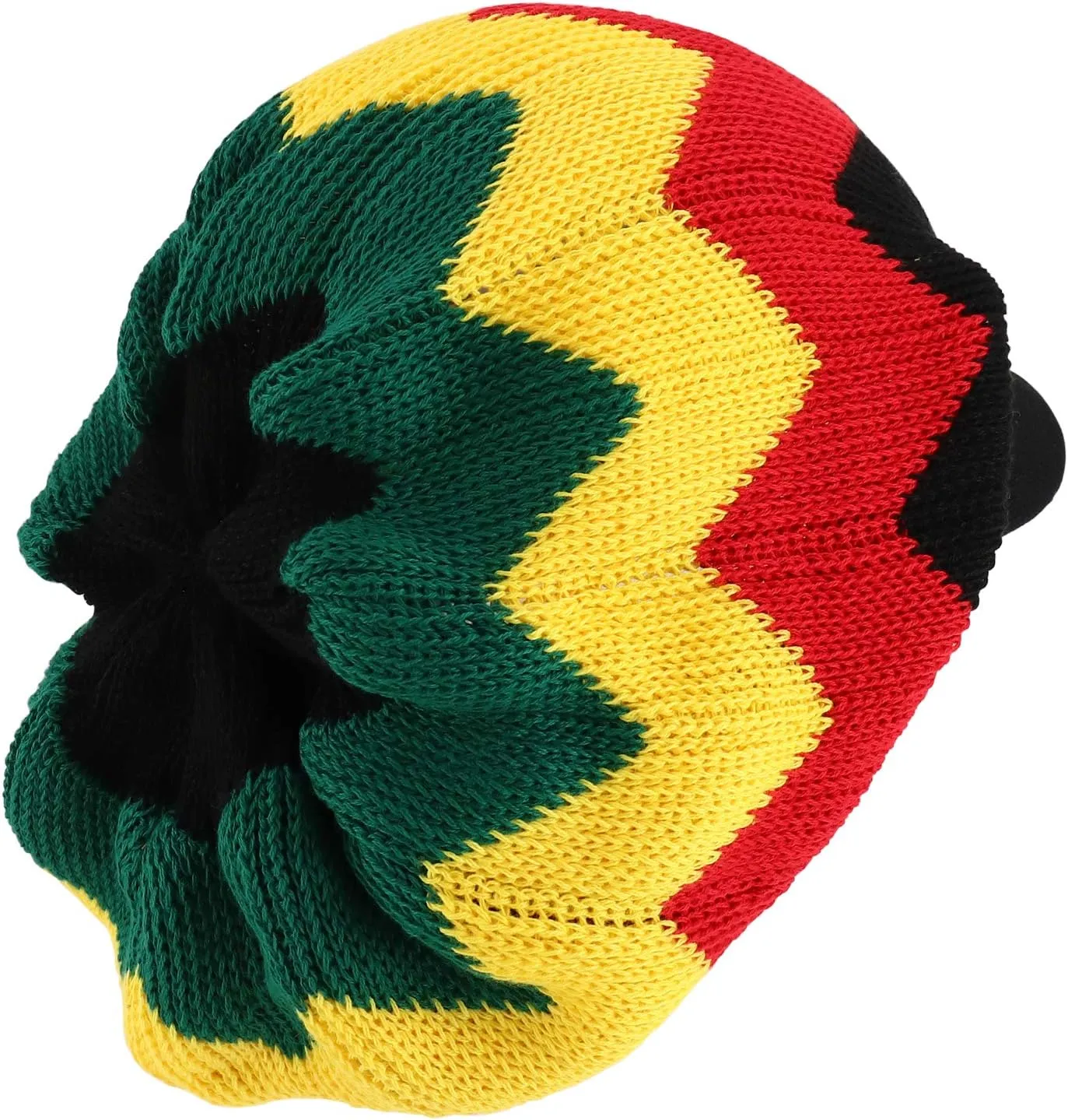 Dreadlock Cotton Oversized Baggy Rasta Patterned Knit Visored Beanie