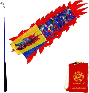 DSJUGGLING 3 Meters (9.8 FT) Golden Scale Dragon Poi, Outdoor Flinging Fitness Dragon Dance 3D Rainbow Color Dragon Ribbon Streamer with Fiberglass Handstick   Travel Bag! (Holographic Blue)