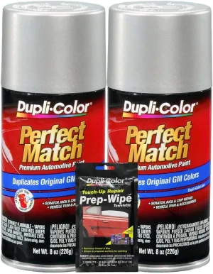 Dupli-Color Fine Silver Birch Metallic Exact-Match Automotive Paint For GM Vehicles - 8 oz, Bundles with Prep Wipe (3 Items)