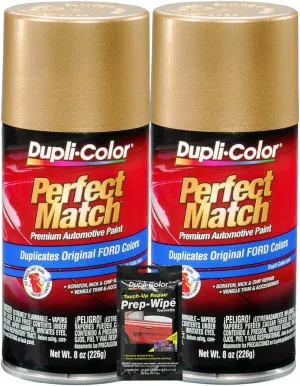 Dupli-Color Sunburst Gold Metallic Exact-Match Automotive Paint For Ford Vehicles - 8 oz, Bundles with Prep Wipe (3 Items)