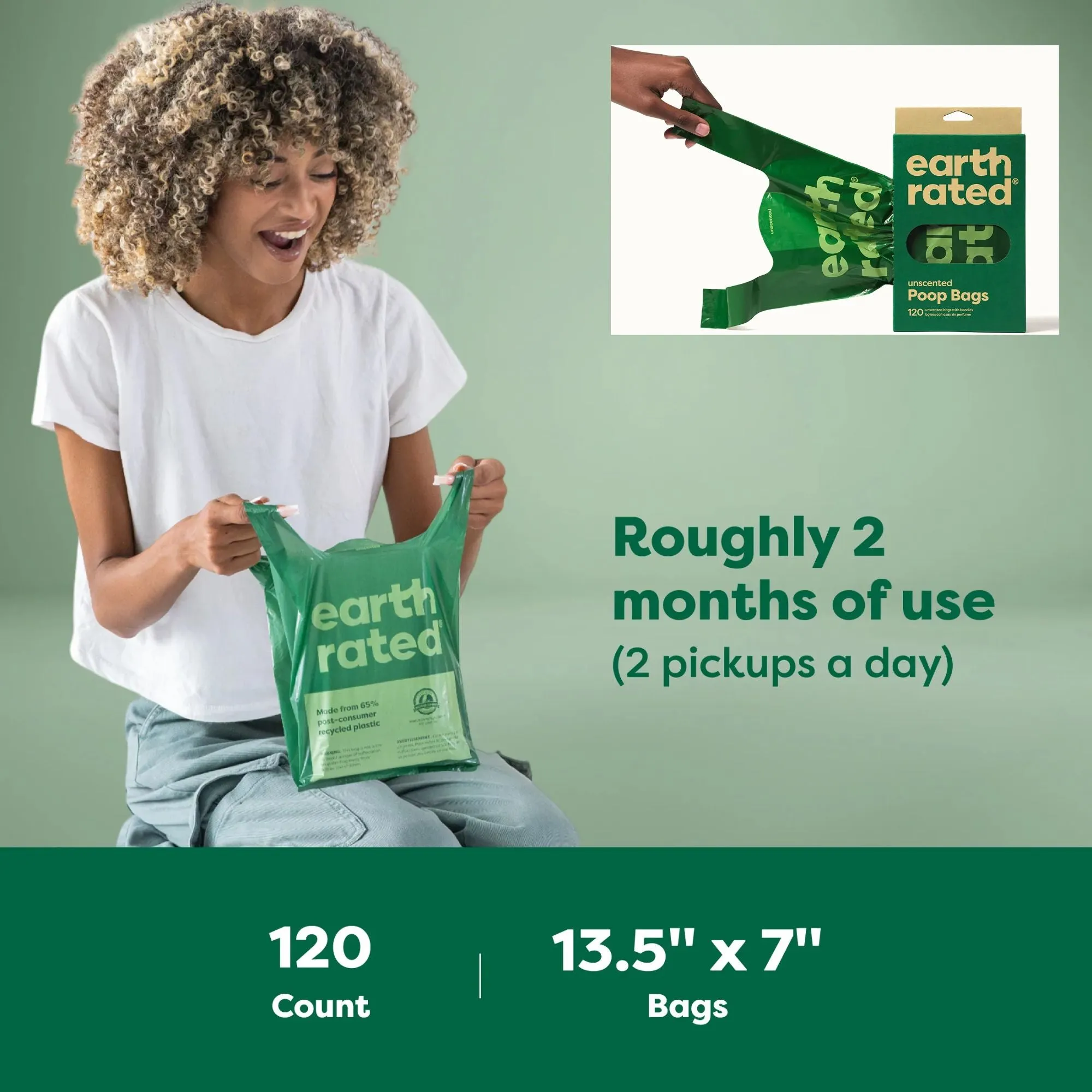 Earth Rated 120 Handled Unscented Poop Bags