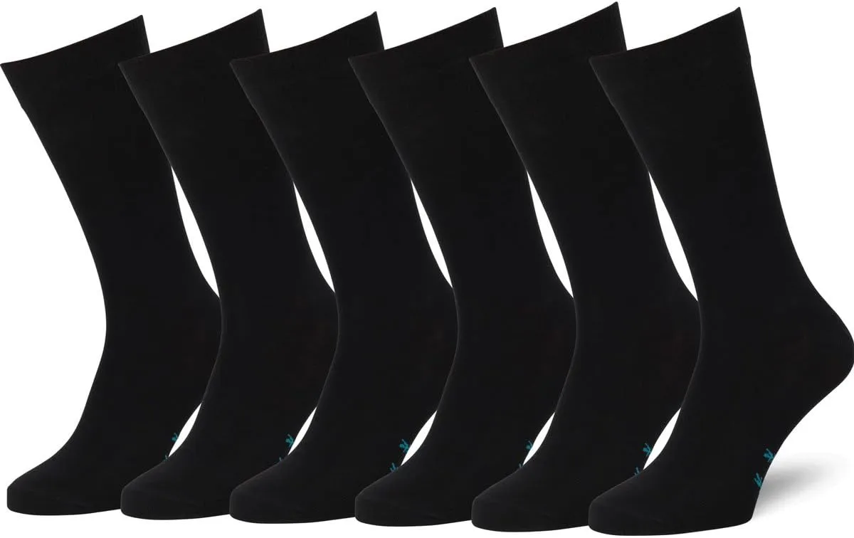 Easton Marlowe Mens Dress Socks 6 Pair Combed Cotton Classic Patterns No Seam Comfort
