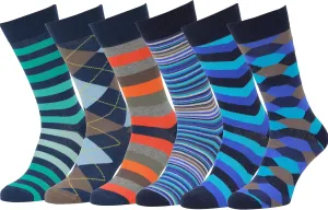 Easton Marlowe Mens Dress Socks - Fun Colorful Socks for Men - Cotton Patterned Fashion Mens Socks 6 Pack