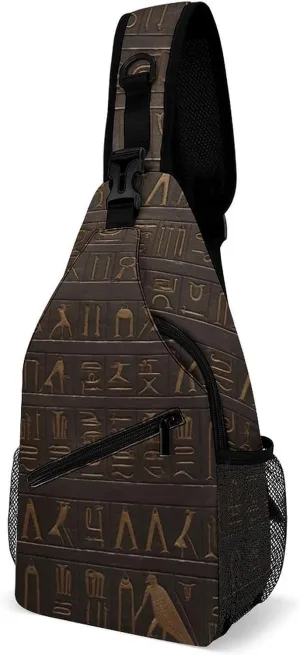Egyptian Hieroglyph Crossbody Sling Bag for Women Men Casual Sling Backpack Travel Chest Bag Lightweight Chest Pack Man Purse Shoulder Bags Side Backpack Daypack for Travel Hiking Cycling